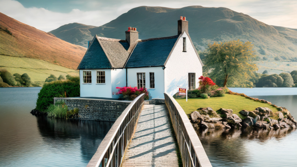 The image should depict a picturesque bridge over a serene body of water, symbolising transition and connection.